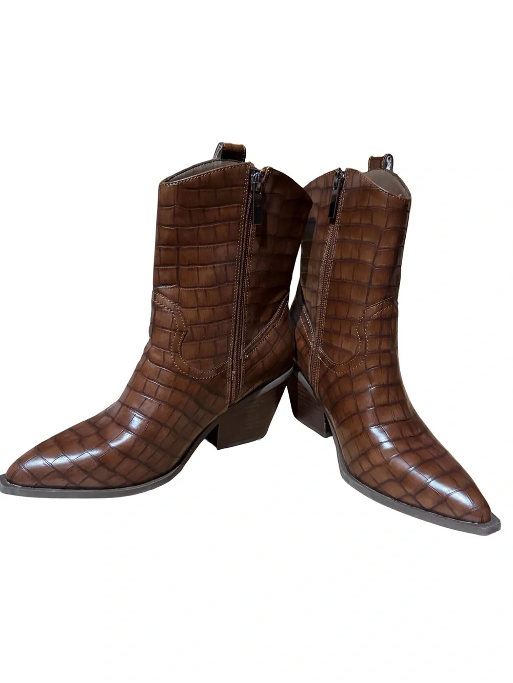 Corkys RowdyWomen's Brown Croc-Embossed Western Style Boots Sz 9